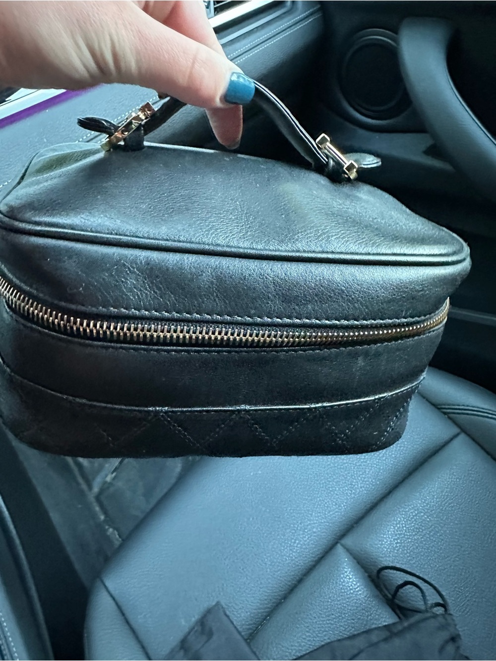 CHANEL Black Quilted Leather Toiletry Case with Gold Hardware/ OR could be a bag - Picture 5 of 16